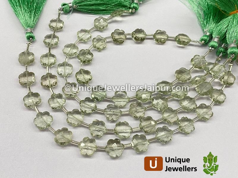 Green Amethyst Faceted Flower Beads